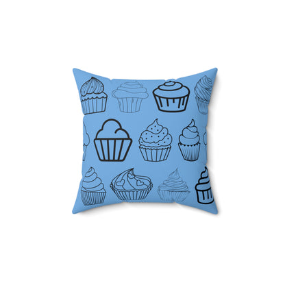 Cupcake Lover (Light Blue): Spun Polyester Square Pillow