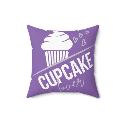 Cupcake Lover (Purple): Spun Polyester Square Pillow