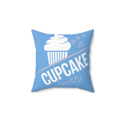 Cupcake Lover (Light Blue): Spun Polyester Square Pillow