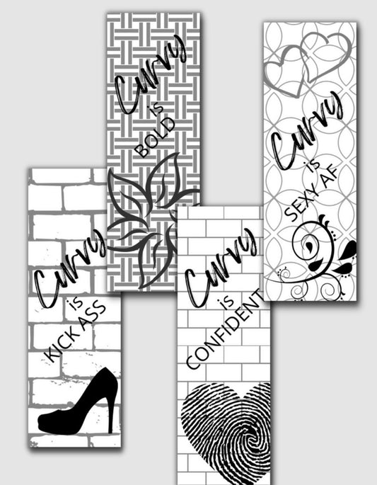 Curvy Is Coloring Bookmarks Set 1 (PRINTABLE)