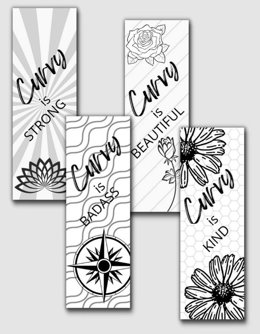 Curvy Is Coloring Bookmarks Set 2 (PRINTABLE)